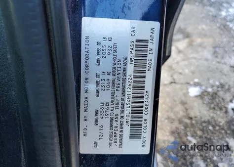 2017 Mazda 6 Sport from USA, damaged, VIN JM1GL1U54H1126224